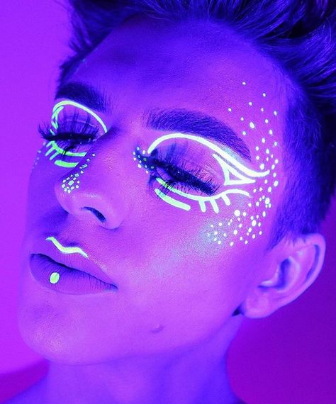 💛👏🏻 👏🏻 👏🏻💛 LOVE this UV makeup by @makeupbyloganjames HYDRA FX in "Dance Party" #DANCEPARTYWEEK . . . #suvabeauty #indiemakeup #suvasquad… Uv Makeup Ideas, Makeup Ideas Black, Glow Face Paint, Black Light Makeup, Recital Makeup, Dance Competition Makeup, Uv Face Paint, Belly Dance Makeup, Neon Face Paint