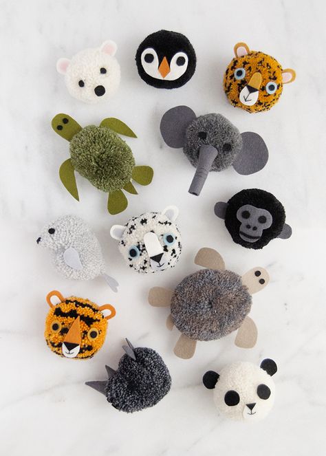 Endangered Animals Pom Poms | Handmade Charlotte Pom Pom Animals, Diy Pom Poms, Handmade Charlotte, Diy Pom Pom, Pom Pom Maker, Pom Pom Crafts, Endangered Animals, Craft Handmade, Animal Crafts