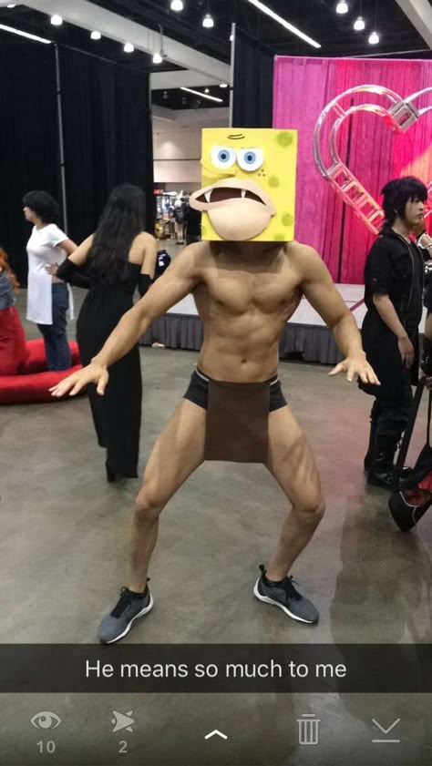 Caveman Spongebob cosplay | SpongeGar / Primitive Sponge | awesome idea for comicon this is super easy to make | geek cartoon Spongebob Costume, Noxus League Of Legends, Bob Sponge, Meme Costume, Spongebob Memes, Amazing Cosplay, Spongebob Squarepants, Best Cosplay, What’s Going On