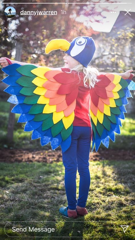 Bird Costume Diy, Bird Costume Kids, Peacock Costume Diy, Parrot Costume, Kid Costume, Diy Wings, Easter Hair Bows, Pumpkin Halloween Costume, Bird Costume