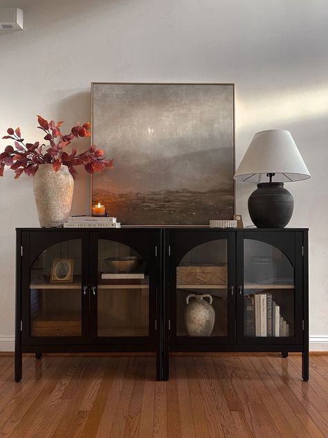 Shop the Look curated on LTK How To Style A Buffet Cabinet, Foyer Styling, Lamp Entryway, Neutral Entryway, Mirror Arch, Dining Room Credenza, Fall Entryway Decor, Sideboard Styles, Sideboard Decor