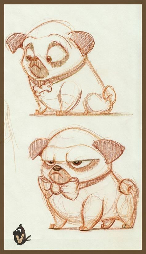 Dogs Drawing, Pug Artwork, Pug Cartoon, Pug Illustration, Cartoons Characters, Characters Cartoon, Pug Art, Character Design Girl, Dog Artwork