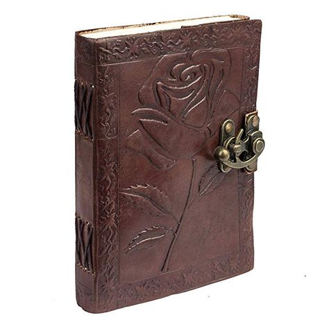 Amazon.com : TUZECH Genuine House Leather Journal Notebook Vintage Style Diary with Engraved Rose Brown 7 Inches : Office Products Vintage Writing, Leather Journal Notebook, Leather Bound Journal, Handmade Leather Journal, Girls Diary, Diary Book, Journal Vintage, Writing Notebook, Rosé Brown