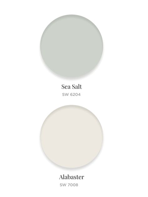 Paint Color Sea Salt, Sea Salt Kitchen, Font Door, Sea Salt Paint, Sherwin Williams Sea Salt, Sea Salt Sherwin Williams, Farmhouse Paint Colors, House Color Palettes, Farmhouse Paint