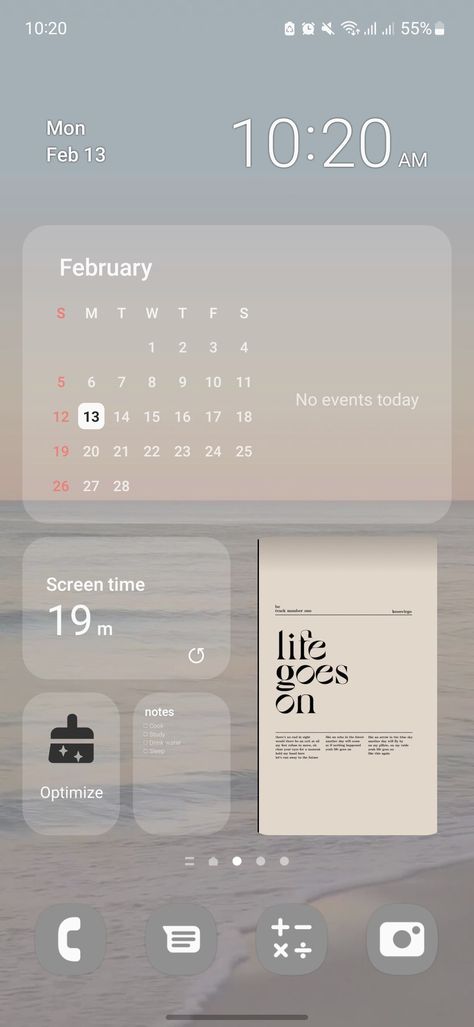 Homescreen android Phone Layout Ideas Android Samsung, Samsung Tablet Aesthetic Homescreen, Aesthetic Android Organization, Aesthetic Phone Layout Android, Samsung Phone Organization, Samsung S23 Aesthetic, Samsung Phone Organization Ideas, Samsung Themes Aesthetic, Android Home Screen Ideas