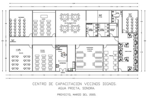 Community training center architecture layout plan details dwg file - Cadbull Fitness Center Design Architecture, Training Center Design Architecture, Community Hall Plan, Language Center Design, Multipurpose Hall Plan Layout, Training Center Architecture, School Layout Plan, Hotel Room Design Bedrooms, Architecture Layout Plan