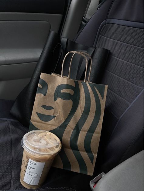 Neutral Coffee Aesthetic, Coffee In Car Aesthetic, Starbucks In Car, Starbucks Barista Aesthetic, Black Coffee Starbucks, Starbucks Asthetic, Meghan Core, First Car Aesthetic, Starbucks Coffee Aesthetic