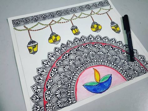 Diwali Special Drawing, Diwali Drawing, Diwali Special, Madhubani Art, Butterfly Painting, My Photo Gallery, Step By Step Drawing, Mandala Art, Hello Everyone