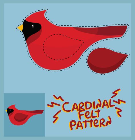 Cardinal Bird Felt Patterns Free Felt Partridge Pattern, Fabric Cardinal Pattern, Cardinal Felt Ornament Pattern, Stuffed Cardinal Pattern, Free Felt Bird Patterns, Free Bird Patterns Templates, Diy Felt Birds, Primitive Cardinal Pattern, Diy Felt Bird Ornaments