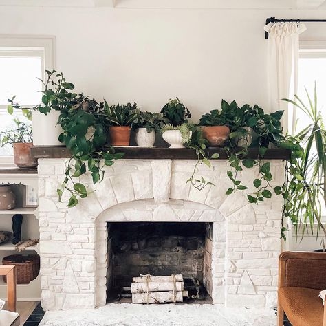 House Before And After, Garden Tags, Fireplace Mantle Decor, Fake Plants Decor, Fireplace Mantel Decor, Faux Fireplace, Bougainvillea, Fireplace Mantle, Mantle Decor