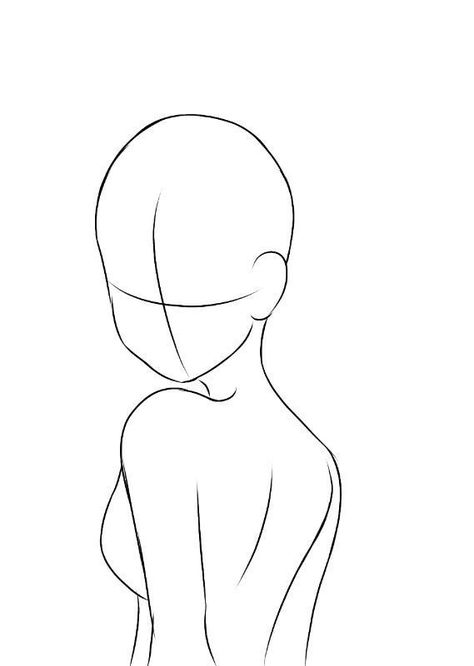 Pose Reference Outline, Drawing Templates Female, Shy Body Pose Drawing, Girl Template Drawing, Anime Base Female Pose Reference, Anime Body Outline, Drawing Body Template, Anime Drawing Templates, Poses Anime Mujer