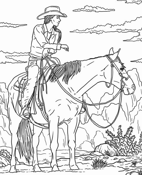 Horse Art Drawing, Horse Cards, Western Artwork, Horse Coloring Pages, Adult Coloring Designs, Colouring Page, Horse Tattoo, Horse Drawings, Easy Rider