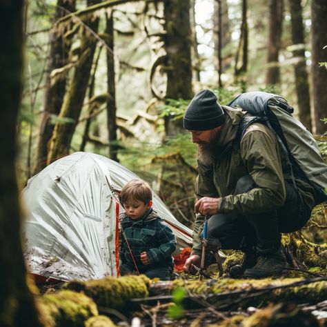 "Camping Family Bonding: Father and child setting up a tent together in the lush, green #outdoors during a #nature trip. #hiking #explore #aiart #aiphoto #stockcake ⬇️ Download and 📝 Prompt 👉 https://stockcake.com/i/camping-family-bonding_280831_56477" Family Camping Photoshoot, Family Hiking Aesthetic, Family Camping Trip Aesthetic, Sitting Around A Campfire, Family Camping Photography, Lakeside Camping, Family Nature, Family Stock Photo, Family Hiking