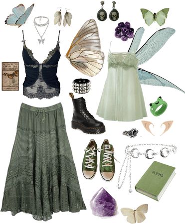 Fairy Goth Outfit, Fairy Aesthetic Outfit, Fairy Core Outfits, Fairycore Outfit, Forest Dress, Fairy Outfit, Earthy Outfits, Fairy Clothes, Goth Dress