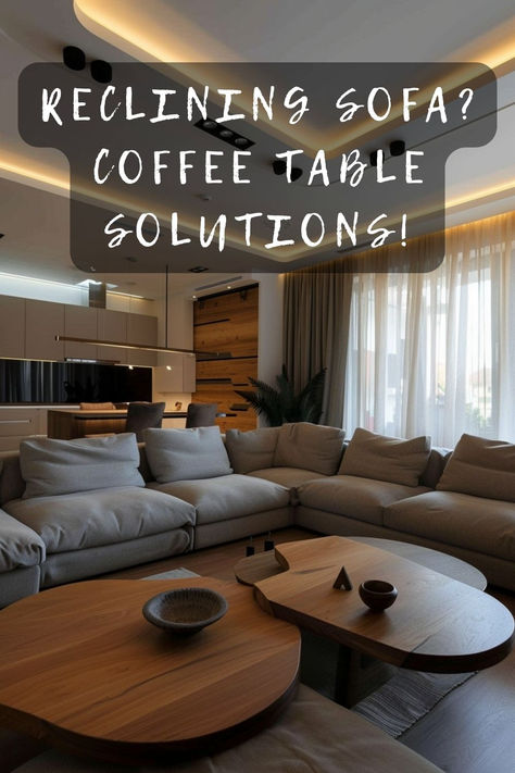 Get cozy and functional with your living space! Click for tips on how to pair a coffee table with a reclining sofa effortlessly. 🏠💡 #CozyLiving #FunctionalSpace #FurniturePairing #EffortlessDesign #HomeTips Coffee Table For Reclining Sectional, Coffee Table With Leather Sofa, Coffee Table With Recliner Couch, Recliner Sofas In Living Room Decor, Sofa And Two Recliners Layout, Coffee Table With Reclining Sofa, Table Behind Reclining Sofa, Living Room Recliner Sofa, Sectional Recliner Living Room Layout