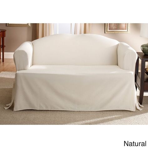 Sure Fit Cotton Classic T-Cushion Sofa Slipcover (Natural), Beige Off-White (Solid) Sure Fit Slipcovers, Loveseat Slipcovers, Armchair Slipcover, Slip Covers Couch, Sofa Slipcover, Home Decor Shop, Dining Chair Slipcovers, Furniture Slipcovers, Stylish Sofa