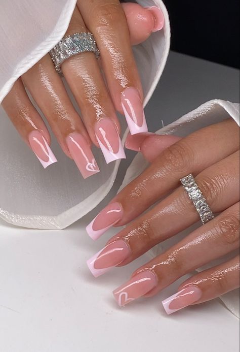 Barbie nails Birthday Nails French Tip, Birthday Nails French, Nail Designs Birthday, Cute Nails Acrylic, Easy Nail Polish, Almond Gel Nails, Nails French Tip, Barbie Nails, Nail Polish Nail Art