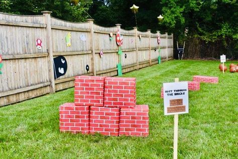 Mario Birthday Party At Park, Mario Outdoor Games, Mario Birthday Obstacle Course, Super Mario Bros Party Activities, Super Mario Bros Obstacle Course, Mario Brothers Birthday Party Games, Mario Party Birthday Games, Mario Party Obstacle Course, Mario Cart Obstacle Course