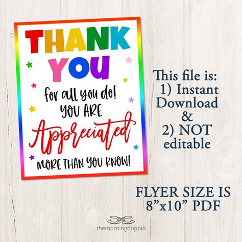 Thank You For All You Do, Thank You Poster, You're The Balm, You Are Appreciated, Staff Appreciation Week, Staff Appreciation Gifts, Show Gratitude, Flyer Size, Appreciation Thank You