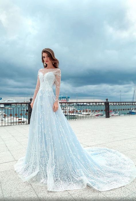 wedding boda Soft Wedding Dresses, Light Blue Wedding Dress, Blue Wedding Gowns, Wedding Pieces, Blue Wedding Dress, Soft Wedding, Light Blue Wedding, Gown Ideas, Blue Wedding Dresses