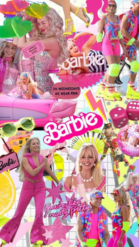 Barbie Black Dress, Barbie Black And White, Barbie Bangs, Barbie Movie Premiere, Barbie Beach, Barbie The Movie, Movie Collage, Barbie Theme, Barbie Movie