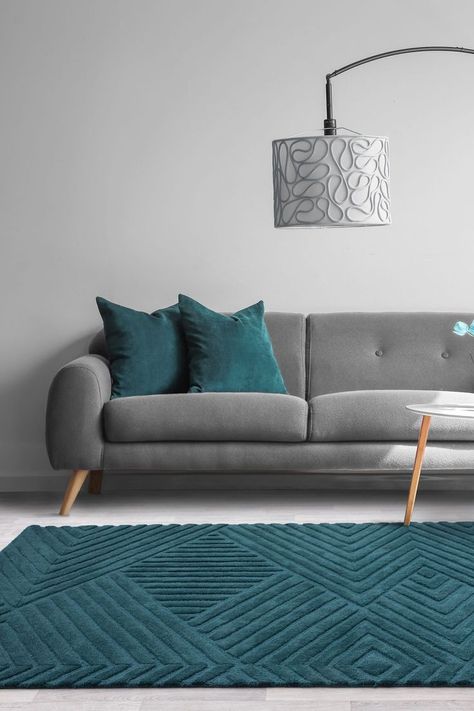 Living Room Grey And Turquoise, Teal Coloured Living Room, Neutral And Blue Living Room, Teal And Grey Living Room, Teal Walls Living Room, Asiatic Rugs, Teal Sofa Living Room, Teal Rugs, Teal Living Room