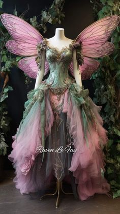 Fairy Midi Dress, Medieval Fairy Dress, Fairy Pink Outfit, Fairy Themed Outfit Aesthetic, Mystical Costume Ideas, Fairy Outfit Design, Fairy Costume Outfit, Fantasy Fairy Outfit, Fairy Fashion Inspired Outfits