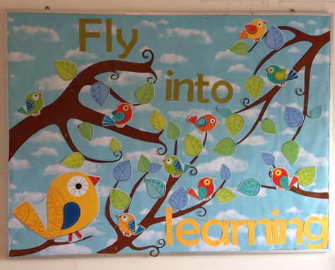 Homeschool classroom bulletin board. Boho Birds. Boho Birds Classroom Theme, Bird Bulletin Boards, Kindergarten Bulletin Boards, Owl Classroom, Classroom Bulletin Board, Preschool Bulletin, Boho Birds, Preschool Bulletin Boards, Classroom Board