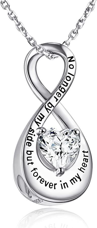 Cremation Jewelry Urn Necklace for Ashes - Sterling Silver Inlaid Tear Drop Heart Cubic Zirconia Infinity Pendant,Engraved is No longer by My Side But Forever in My Heart,Gift for Woman Chain 18" Inch Memorial Jewelry Ashes, Forever In My Heart, Ashes Necklace, Urn Jewelry, Infinity Pendant, Usa Jewelry, Urn Necklace, Urn Necklaces, Gift For Woman