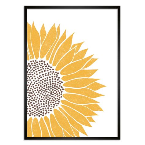 Sunflower wall art print, floral illustration wall decor, A4 A3 framed prints, flower print wall hanging for home decor, stairway prints Half Sunflower, Sunflower Sticker, Sunflower Illustration, Sunflower Art Print, Sunflower Drawing, Square Prints, Plant Art Print, Sunflower Wall Art, Art Print Collection