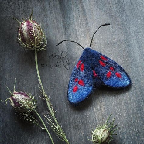 Felted Brooches, Felt Moth, Felting Butterfly, Needle Felted Butterfly, Felted Moth, Cottagecore Crafts, Needle Felted Jewelry Brooch Pin, Wet Felting Projects, Felt Shoes