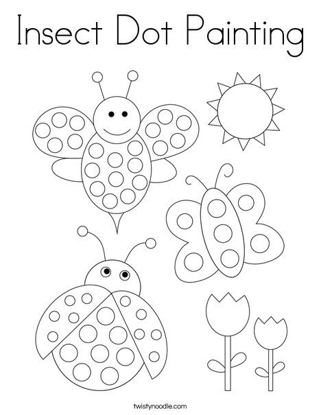 Insect Dot Painting Coloring Page - Twisty Noodle Insect Dot Painting, Dot Painting For Preschoolers, Dot Painting For Kids, Insects Coloring Pages, Dot Marker Printables, Insect Coloring Pages, Insects Preschool, Bug Coloring Pages, Dot Marker Activities