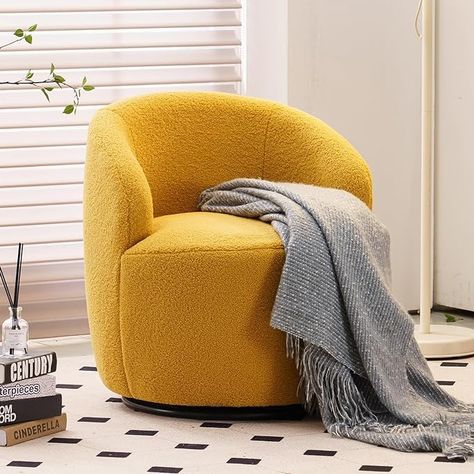 DEKKETO Teddy Swivel Cuddle Chair, Round Accent Tub Armchair with 360° Rotating Metal Base, Comfy Cozy Boucle Chair Sofa Reading Chair for Living Room Bedroom, Ivory : Amazon.co.uk: Home & Kitchen Single Couch, Teddy Fabric, Nursery Chair, Single Sofa Chair, Swivel Barrel Chair, Swivel Accent Chair, Accent Arm Chairs, Swivel Armchair, Barrel Chair