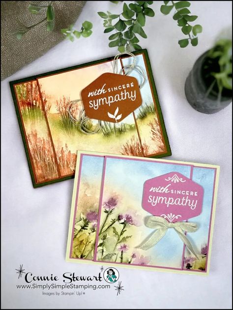 Simple Sympathy Cards Any Crafter Can Make In 5 Minutes Simple Sympathy Cards, Stampin Up Sympathy Cards, Designer Paper Cards, Sympathy Cards Handmade, Dsp Cards, Silhouette Cards, Fancy Fold Cards, Su Cards, Stamping Up Cards