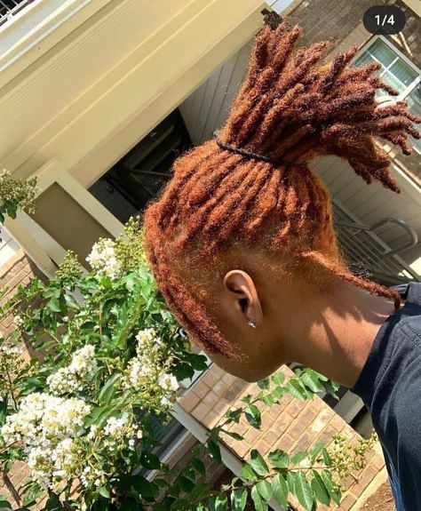 Ginger Dyed Locs, Ginger Locs Black Women, Dye Dreads, Orange Locs, Ginger Dreads, Ginger Locs, Dyed Dreads, Beautiful Dreadlocks, Short Locs Hairstyles