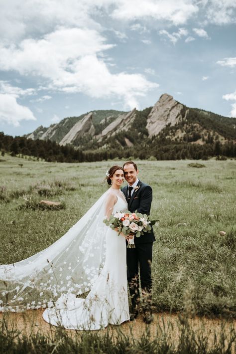 Boulder Colorado Wedding, Colorado Summer Wedding, Floral Cape, Boulder Wedding, Orange Color Palette, Colorado Summer, Outdoor Wedding Photography, Advice For Bride, White Bridal Dresses