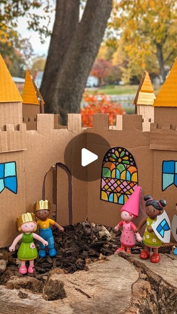 Jen Buchheit on Instagram: "Cardboard Castle with HABA 

We were kindly gifted the @habausa Little Friends Dolls and Eat-it-up Dragon Puppet! Mae and Rosie absolutely love this little world we built for their new favorite toys!

The dragon can "eat" small objects and make them disappear. We also made a few accessories for the little friends dolls to make them kings, queens, and knights living in this cardboard castle!

I can't wait to see what adventures are next for these dolls!

#kidcrafts #easycrafts #halloweencrafts #papercrafts #pretendplay #diyhalloween #habatoys" Cardboard Castle, Dragon Puppet, Holiday Toys, Cardboard House, Cardboard Art, Small Objects, Diy Cardboard, Cardboard Crafts, Diy Dollhouse