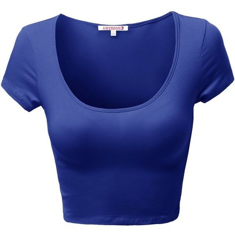 Basic Solid Scoop Neck Slim Fit Short Sleeve Crop Tops Royal Blue Size... ($11) ❤ liked on Polyvore featuring tops, blue top, cropped tops, slim fit short sleeve shirts, short-sleeve shirt and electric blue shirt Royal Blue Crop Top, Royal Blue Shirts, Scoop Neck Crop Top, Red Crop Top, Blue Crop Tops, Crop Top And Shorts, Short Sleeve Cropped Top, Neck Crop Top, Womens Basic