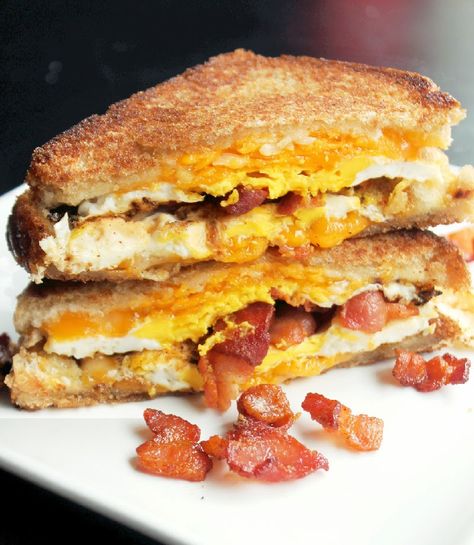 Bacon Egg and Cheese Grilled Cheese Sandwich - Creole Contessa Bacon Egg And Cheese Sandwich, Panini Hamburger, Air Fryer Recipes Breakfast, Southern Breakfast, Egg And Cheese Sandwich, Bacon Sandwich, Bacon And Eggs, Bacon Egg And Cheese, Egg And Cheese