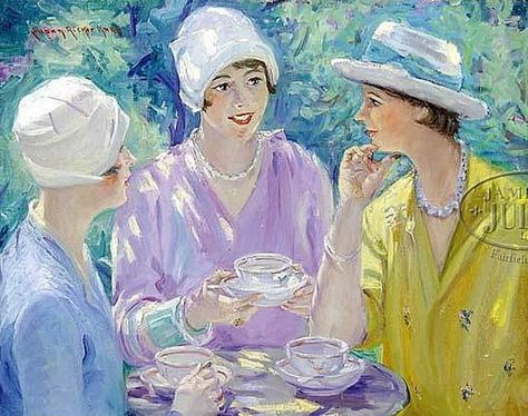 Susan Ricker Knox (1874 – 1959). Чай с друзьями Japanese Tea Party, Reading In The Garden, Ogunquit Beach, Beach Market, Tea With Friends, Market Scene, Garden Japanese, American Gallery, Cuppa Tea