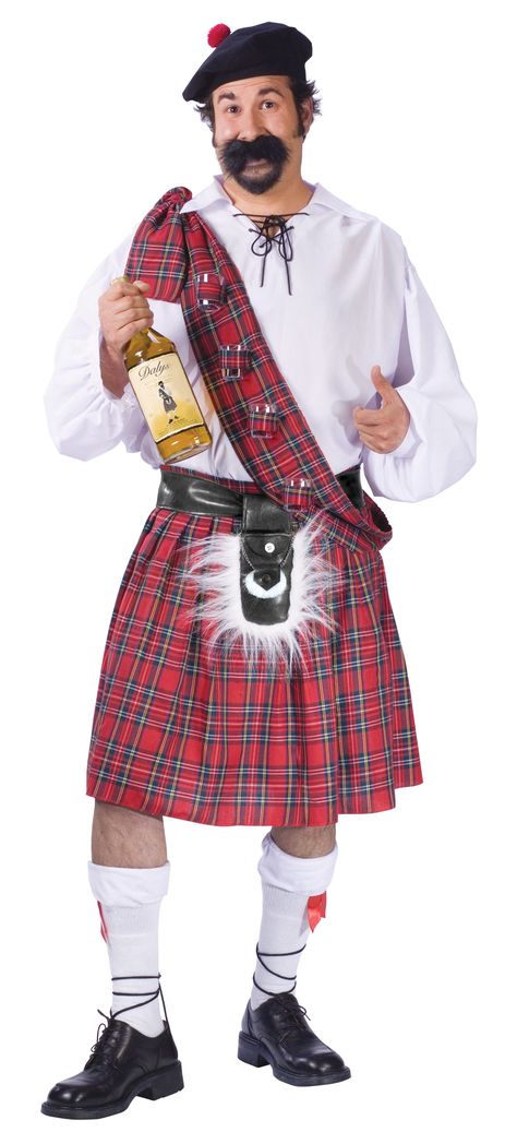 Big Shot Scot Adult Plus Costume,$56.99 Scottish Costume, Plus Size Costume, Kilt Skirt, Scottish Kilts, Laced Up Shirt, Tartan Kilt, Men In Kilts, Funny Costumes, Mens Halloween Costumes