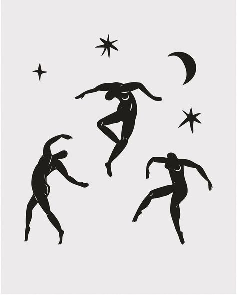 Protest Tattoo, Dancing People Tattoo, Dancers Tattoo, Movement Illustration, Matisse Tattoo, Drawing Ideas 2023, Soul Drawing, Painting Drawing Ideas, Dance Tattoo