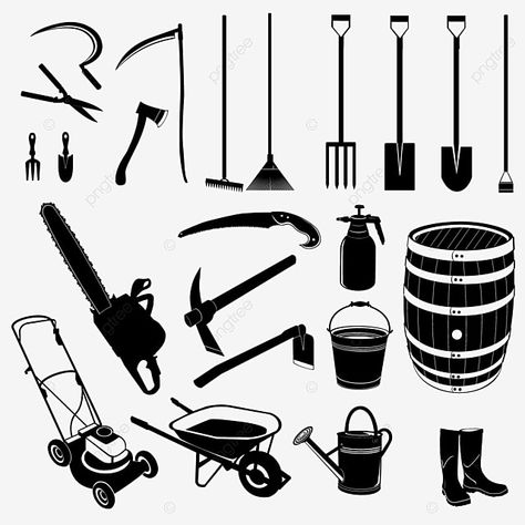 Gardening Sketch, Drawing Silhouette, Farming Tools, Gardening Drawing, Harvesting Tools, Tool Logo, Agricultural Tools, Hydroponic Farming, Property Maintenance