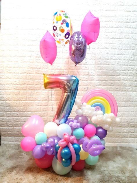 Ballon Buquet, Number 4 Balloon, Rainbow Ruby, Paw Patrol Stickers, Party Balloons Diy, 4 Balloon, Birthday Party Decorations Diy, Balloon Arrangements, Bubble Balloons