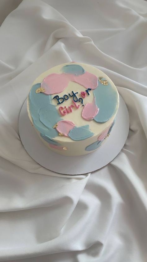 Cake Ideas Gender Reveal, Cute Gender Reveal Cakes, Baby Shower Cake Designs Simple, Baby Gender Reveal Cake Ideas, Gender Cake Ideas, Simple Baby Shower Cakes, Baby Shower Cake Simple, Gender Reveal Ideas Cake, Gender Reveal Cakes Ideas