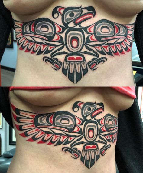 1,484 Likes, 49 Comments - Deano Robertson (@deano_robertson) on Instagram: “Super fun tattoo done today on my new pal @ogartcanada! Thanks Oralie, you’re one tough chick!” Thunderbird Tattoo, Haida Tattoo, Fun Tattoo, Mayan Tattoos, Totem Tattoo, Wiccan Tattoos, Inca Tattoo, Native Designs, American Indian Tattoos