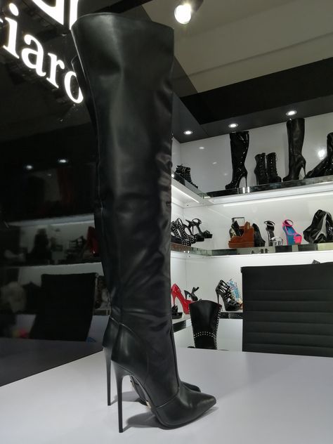 Our favorites at this moment: thigh high Italian style boots from Giaro, 12cm heels, pointy nose. Coming to our store after summer holidays 2019 are over. Sizes 37 to 46 EU. Follow our insta @shoebidoo to keep up to date and know when to order. #giarohighheels  #thighhighboots #highheels #highboots Black Thigh Boots, Thigh High Stiletto Boots, High Heeled Boots, Leather Thigh High Boots, Black Thigh High, Thigh Boots, Hot Boots, Leather Boots Heels, Thigh High Boots Heels