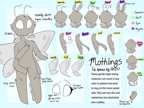 Moth Based Character, Moth Oc Design, Moth Drawing Tutorial, Gacha Club Moth Oc, Moth Oc Drawing, Lunar Moth Character Design, Moth Fursona Base, Oc Species Ideas, Cute Moth Drawing