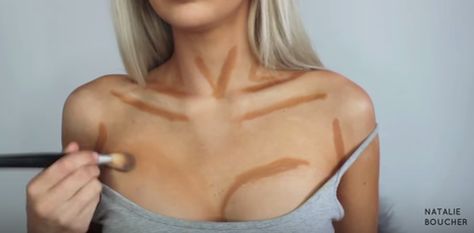 Skin, Shoulder, Joint, Chest, Organ, Trunk, Muscle, Neck, Beauty, Abdomen, How To Apply Bronzer, Concert Makeup, Contour Tutorial, How To Contour, Makeup 101, Wedding Makeup Looks, Prom Looks, Makeup Makeover, Cup Sizes