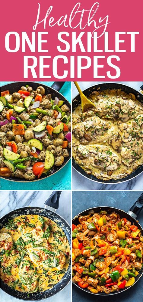 These One Skillet Recipes are a lifesaver when it comes to last-minute meal prep. Add some protein, veggies and starch for an easy dinner! #onepan #skillet Healthy Skillet Meals, Cast Iron Skillet Recipes Dinner, Easy Skillet Dinner, Protein Vegetables, Protein Veggies, Healthy One Pot Meals, Skillet Dinner Recipes, Easy Skillet Meals, Iron Skillet Recipes